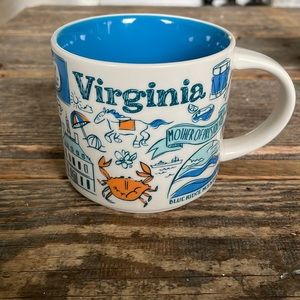 Starbucks Virginia mug been there series blue white 14 oz collectable state mug